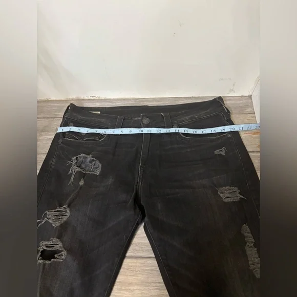 True Religion Geno Relaxed Slim Black Distressed Moto Jean Y2K Grunge Streetwear - Picture 12 of 13
